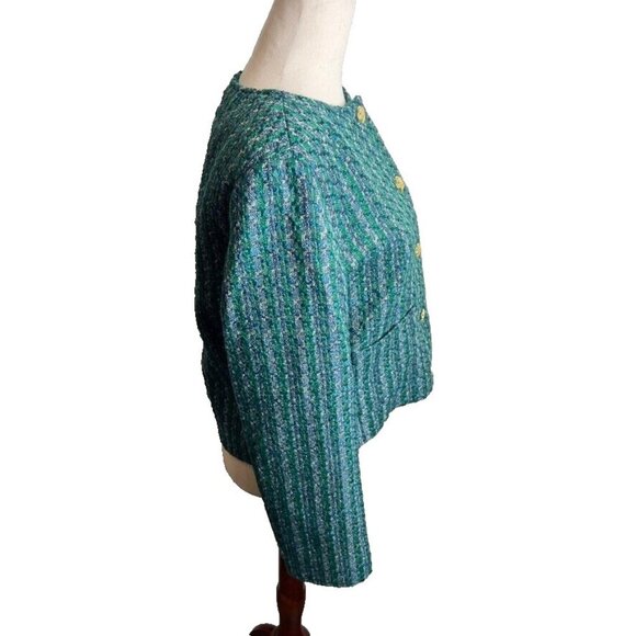 J.Crew Womens $228 Tweed Lady Jacket Blue Green Size 8 BS926 - Picture 8 of 11